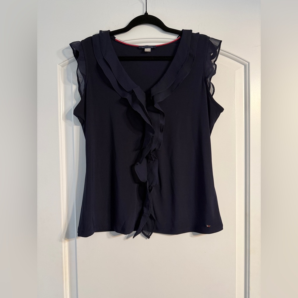 Tommy Hilfiger Navy Ruffle‎ Blouse